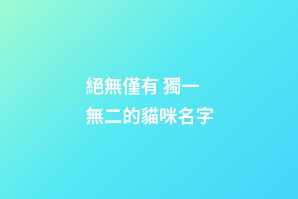 絕無僅有 獨一無二的貓咪名字